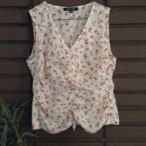 White Blouse with Rose Pattern